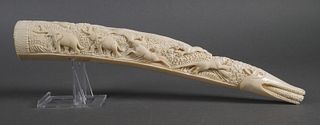 Antique African Ivory Carved Tusk