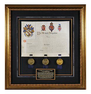 Framed Grant of a Coat of Arms to an American