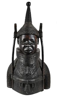 Early 20th C. Benin King Oba Bust Nigeria