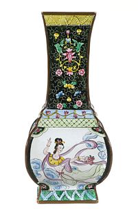 Vintage Chinese Enameled Copper Vase