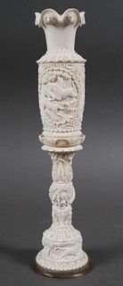 Chinese Carved Ivory Hunt Scene Vase