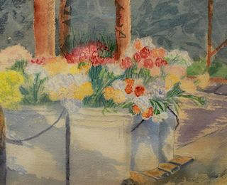 Signed 20th C. Watercolor of floral arrangements