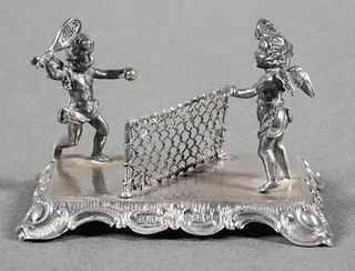 Sterling Silver Miniature Putti Playing Tennis