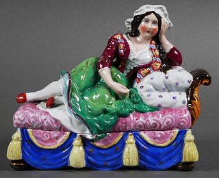 19th C. Figural Porcelain Inkwell