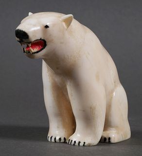 Vintage Inuit Carved Polar Bear Sculpture
