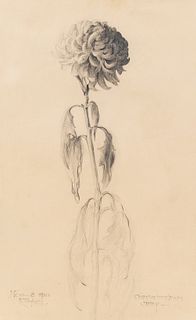 1920 Ruth Taylor Floral Still Life Graphite Sketch