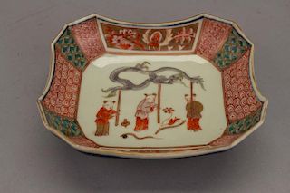 Antique Figural Imari Porcelain Dish