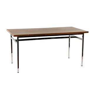 Modern Walnut & Chrome Rectangular Table 