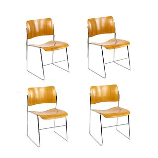 (4) Four David Rowland 40/4 Stacking Side Chairs