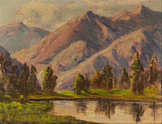 Impressionist Mountain Landscape O/C Painting