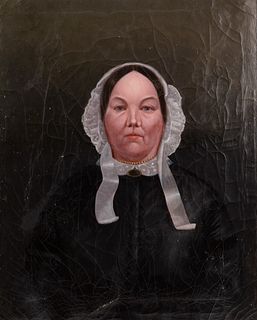 19th C Puritan Woman Portrait signed Talbot Teale