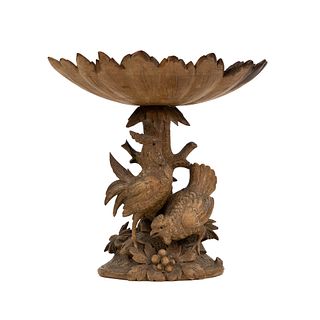 Black Forest Carved Two Bird Candy Dish Compote