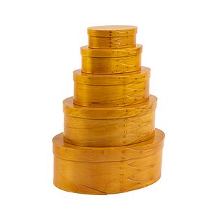 (5) Vintage Shaker Community Nesting Spit Boxes