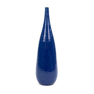 A. R. Cole Blue Glazed Ceramic Bottle Vase