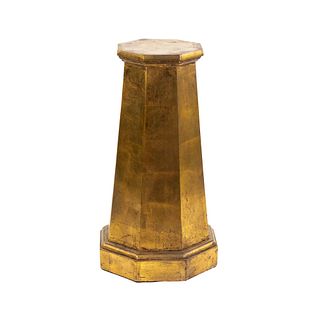 Octagonal Gold Painted Composite Pedestal Stand