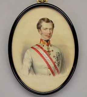 19th C. Framed Print of Kaiser Franz Josef
