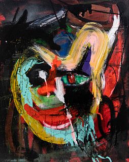Scooter La Forge Abstract Clown Acrylic Painting