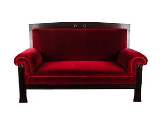 Art Nouveau Period Red Mohair Sofa