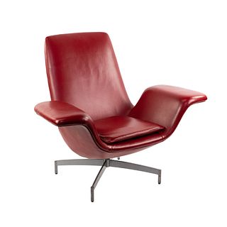 HBF Dialogue Red Leather Wing Lounge Chair