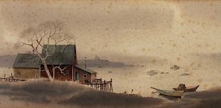 Robert Courjon, Maine Coastal Watercolor