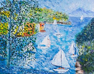 Marcel Belle Sailboat O/C Painting