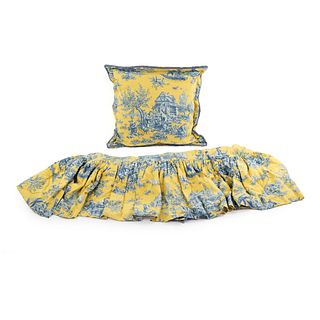 (2) Pierre Deux Provincial Style Throw Pillow and Bed Skirt