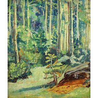 Signed 20th C. American Wooded Landscape Painting