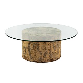 Adrian Pearsall Cork and Glass Drum Table