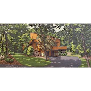 Signed '86 Painting of a Modern House