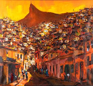 Impressionist Brazilian Favela Landscape A/C Painting