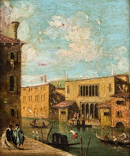 19th C Venice Canal O/C Landscape Painting