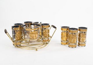 Culver Coronet 22K Gold Highball Cocktail Glass Set
