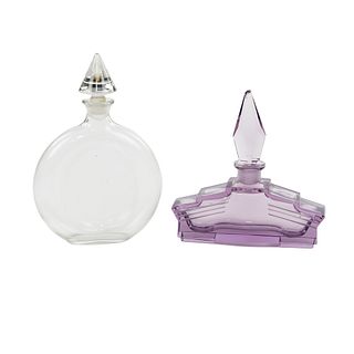 (2) Guerlain Shalimar and Czech Glass Perfume Bottles