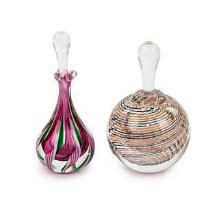 (2) Mary Angus and Weju Art Glass Perfume Bottles