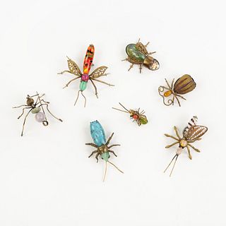 (7) Grouping of Bejeweled Insect Brooches