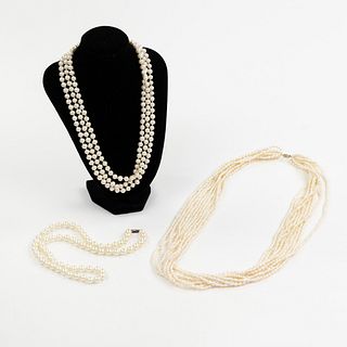 (3) Cultured and Natural Pearl Necklaces