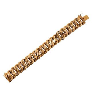 French  Antique 18k Gold Wide Link Bracelet