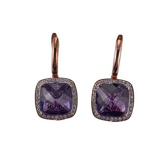 Kallati Rose Gold Diamond Amethyst Earrings