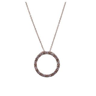 Kallati Rose Gold Fancy Diamond Circle Pendant Necklace