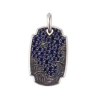 David Yurman Silver Sapphire Waves Amulet Pendant