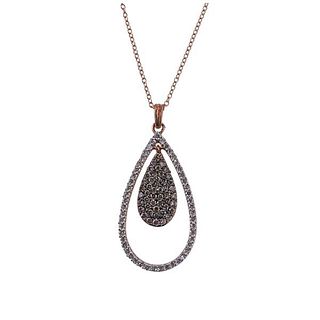 Kallati Rose Gold Fancy Diamond Teardrop Pendant Necklace