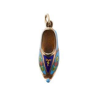 14k Gold Enamel Aladdin Shoe Charm Pendant