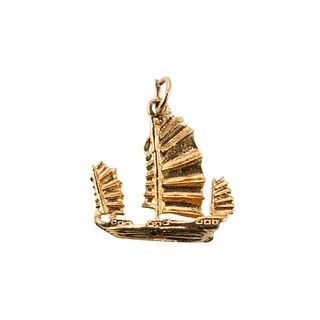 18k Gold Sail Boat Charm Pendant