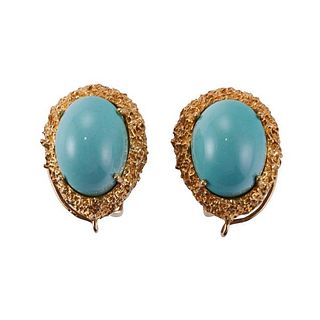 18k Gold Turquoise  Earrings