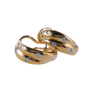 Tiffany &amp; Co Etoile 18k Gold Platinum Diamond Hoop Earrings