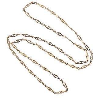 1970s 18k Gold Geometric Link Chain Necklace