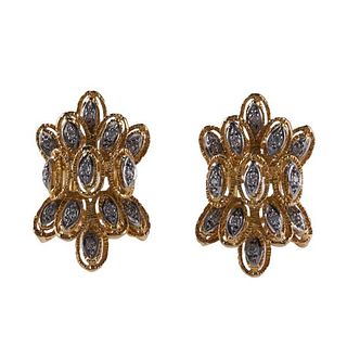 1970s 18k Gold Diamond Earrings