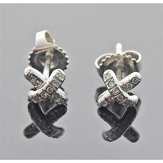 Tiffany &amp; Co Platinum Diamond Small X Stud Earrings