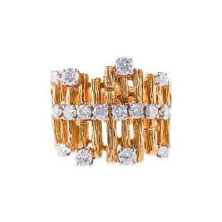 1970s 18k Gold Diamond Ring