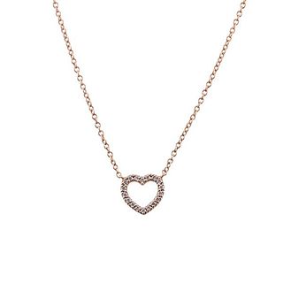 Tiffany &amp; Co 18k Gold Diamond Open Heart Pendant Necklace